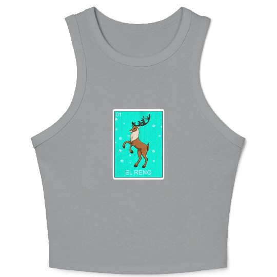 El Reno Reindeer Card Mexican Lottery Christmas Crop Tank Top