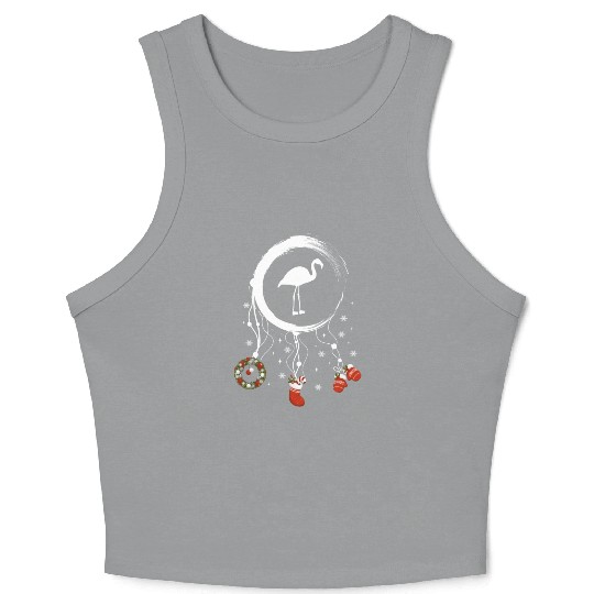 Winter dreamcatcher Christmas Flamingo Crop Tank Top
