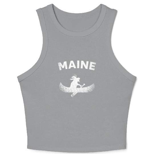 Maine , Paddling Moose Crop Tank Top