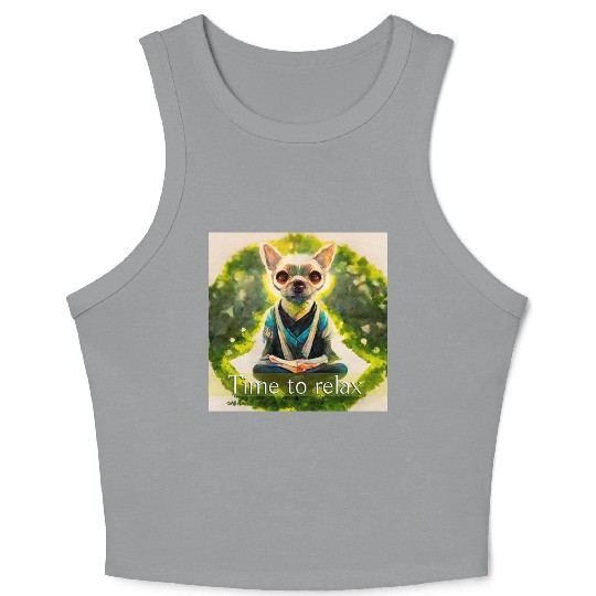 dog relaxion, buddhist chihuahua Crop Tank Top