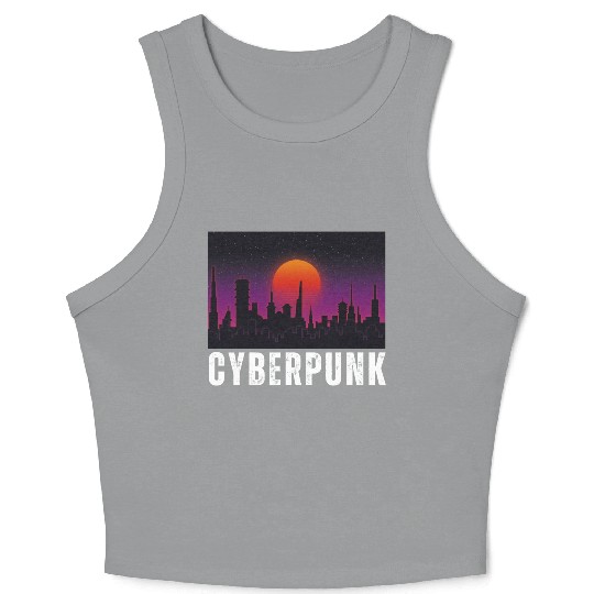 Cyberpunk City Skyline, Science Fiction / Sci-Fi. Crop Tank Top