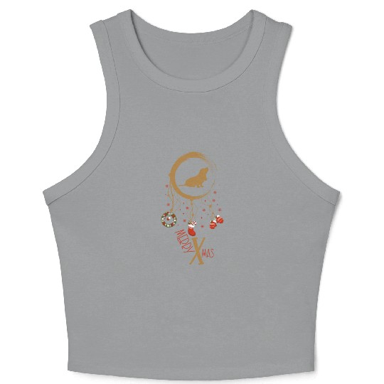 dog dreamcatcher Christmas Basset Hound Crop Tank Top