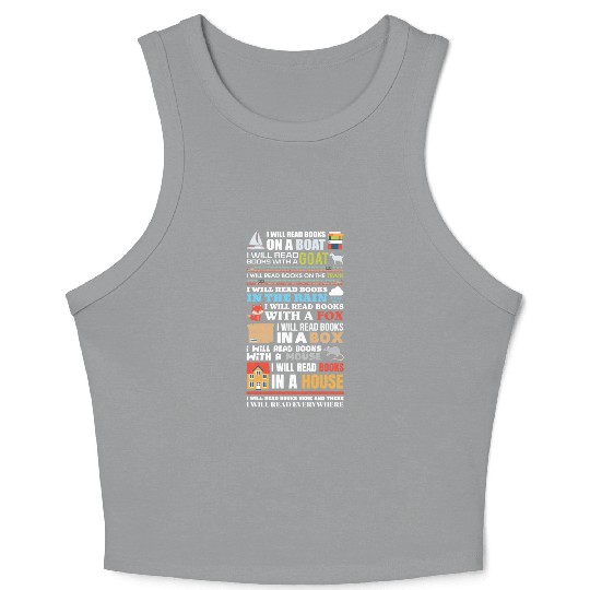 Reading Library Literature Read Books Lover Reader Crop Tank Top