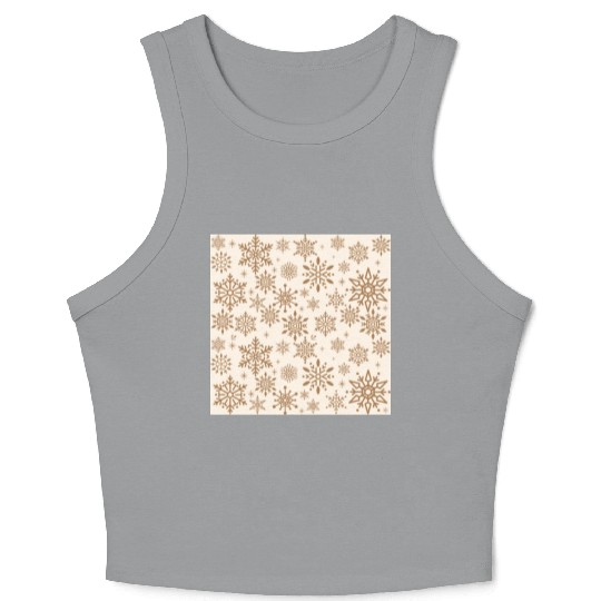 Beige Snowflakes Christmas Pattern Crop Tank Top
