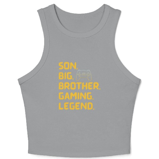 SON BROTHER GAMING LEGEND for gamer yellow text Crop Tank Top