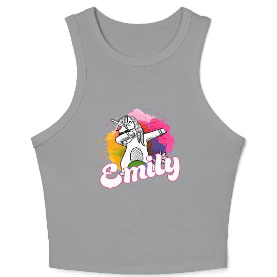 EMILY - Beautiful name with dabbing unicorn Crop Tank Top