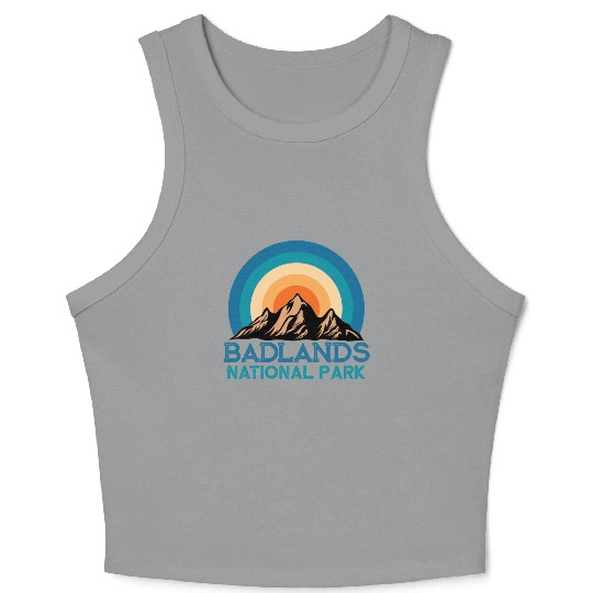 Cool Vintage Retro Badlands National Park Mountain Crop Tank Top