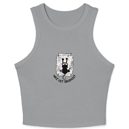 Xmas Christmas Nice List Dropout Cat Kitten Crop Tank Top