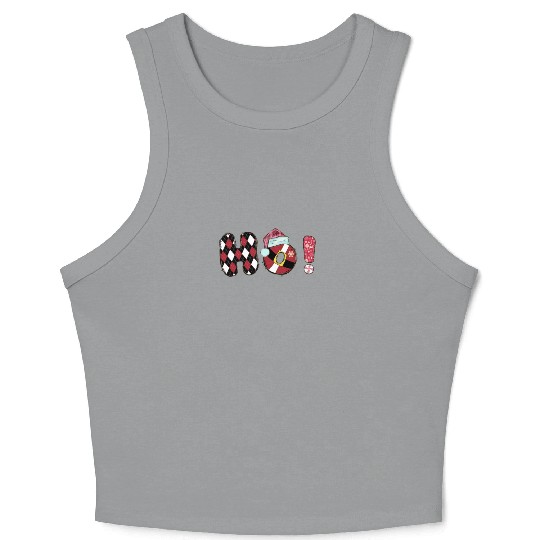 Xmas Christmas Ho Santa Claus Buffalo Plaid Crop Tank Top