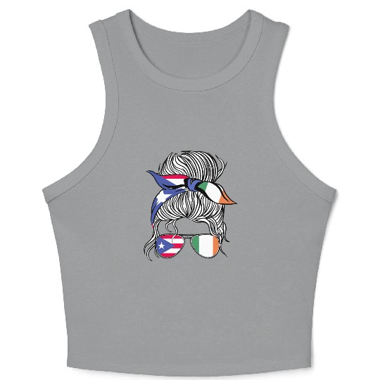 Puerto Rico Flag Ireland Grown Women Girl Country Crop Tank Top