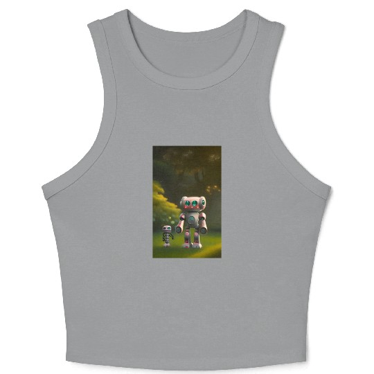 Two robot friends Crop Tank Top