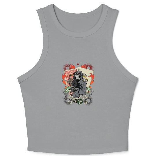 All in Poker Lucky 13 Skull gift Crop Tank Top