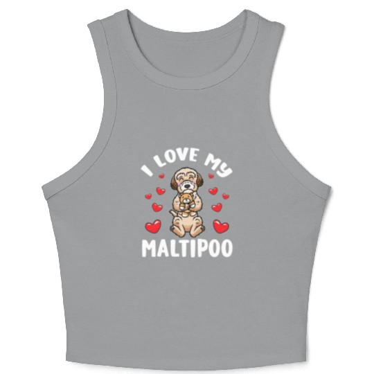 Maltipoo Dog With Stuffed Animal Crop Tank Top