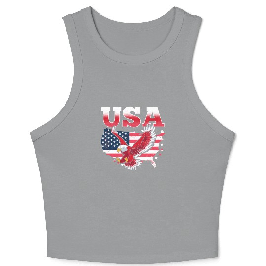 Usa Patriotic American US America Crop Tank Top