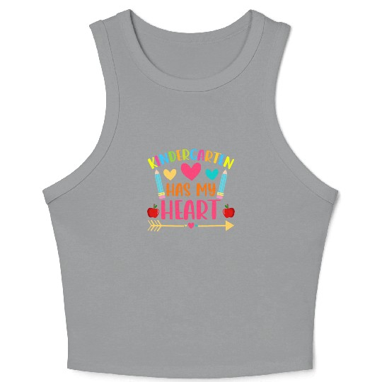 Teachers Quote Kindergarten Has My Heart Valentine Crop Tank Top