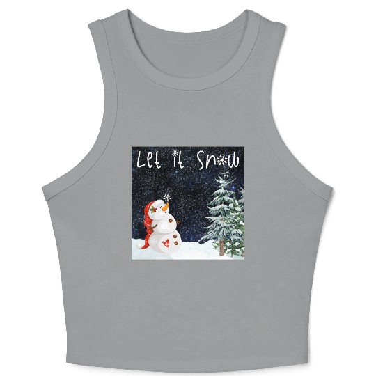 Snowman - Let it snow Crop Tank Top