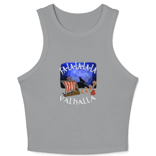 Fa La La La Valhalla Christmas Dragon Ship Vikings Crop Tank Top