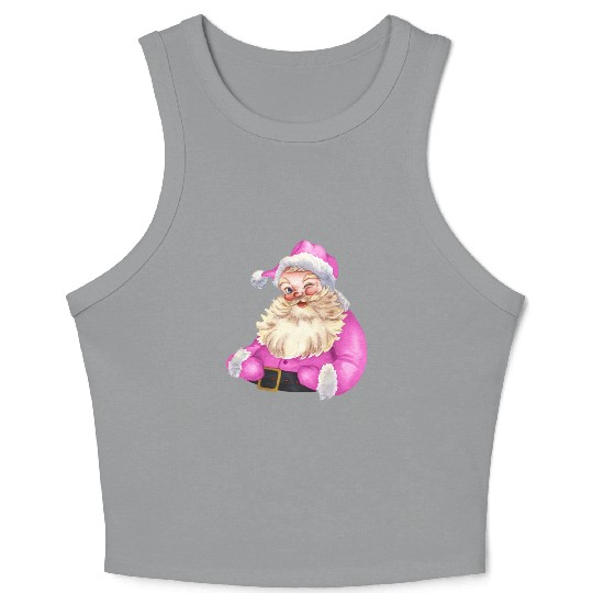 Retro vintage pink santa claus (Merry christmas) Crop Tank Top