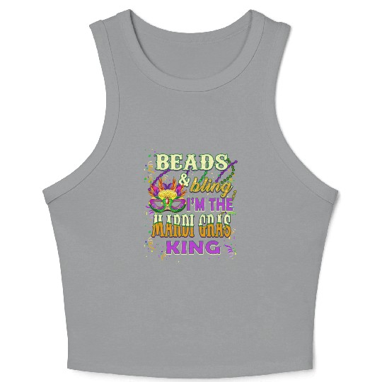 Beads and Bling I'm The Mardi Gras King Crop Tank Top