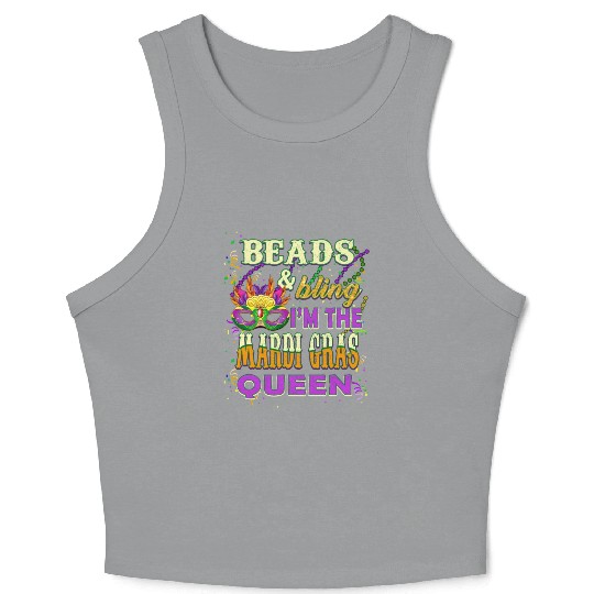 Beads and Bling I'm The Mardi Gras Queen Crop Tank Top