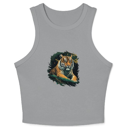 Tiger sitting in Jungle Crop Tank Top