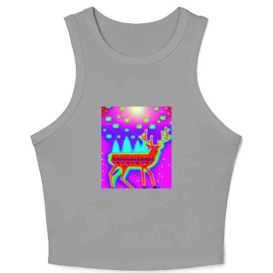 Retro Christmas Reindeer Crop Tank Top