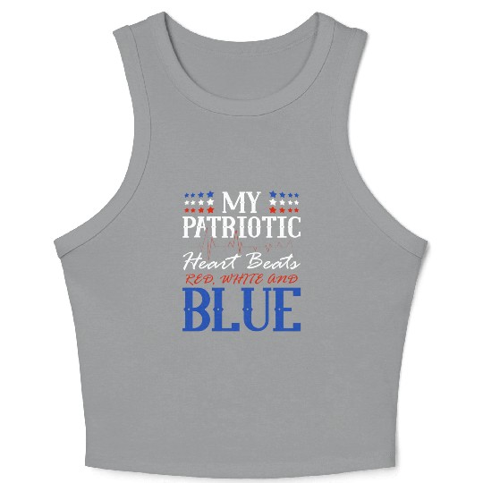 My Patriotic Heart Beats Red White and Blue 4th Crop Tank Top