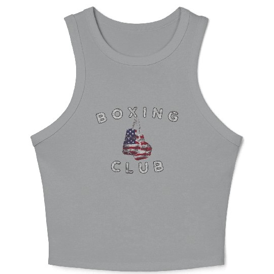 Boxing Club Vintage Us Flag Boxing Gloves Crop Tank Top