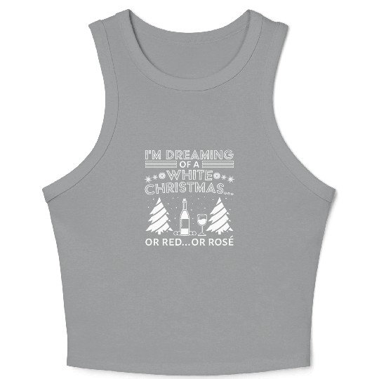 White Christmas Wine Merry Christmas Wine Glass Crop Tank Top