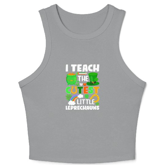 St. Patricks Day Teacher Cutest Little Leprechauns Crop Tank Top