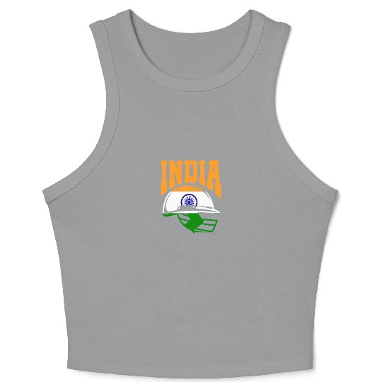 India Helmet Cricket Player Crop Tank Top