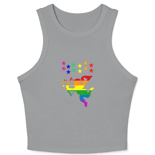 cupid rainbow valentines day hearts day love gift Crop Tank Top