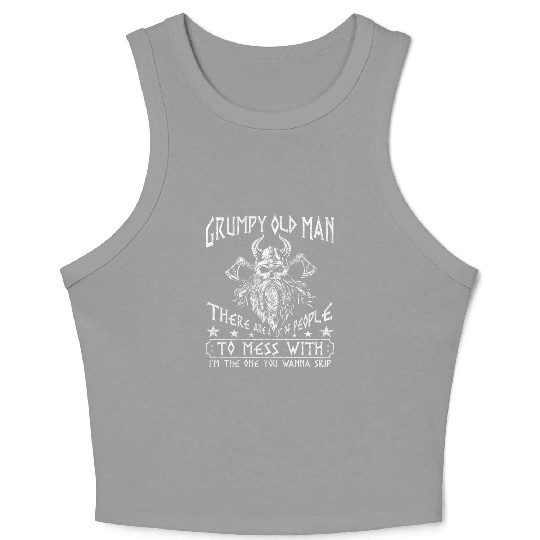 Grumpy Old Man Warrior Skull Viking Crop Tank Top