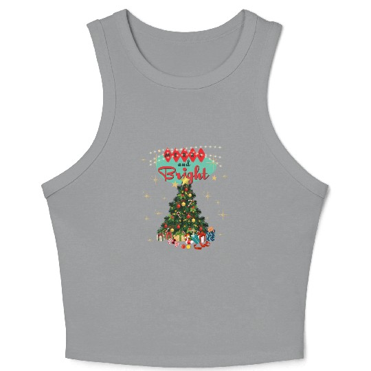 Merry and Bright Retro Christmas Crop Tank Top