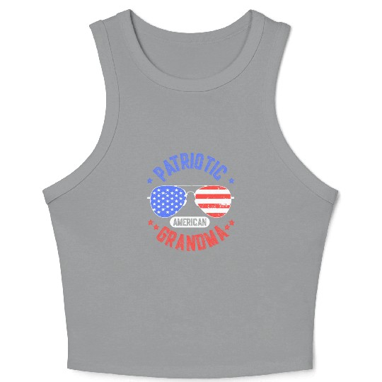 Patriotic American Grandma USA US Patriot Crop Tank Top