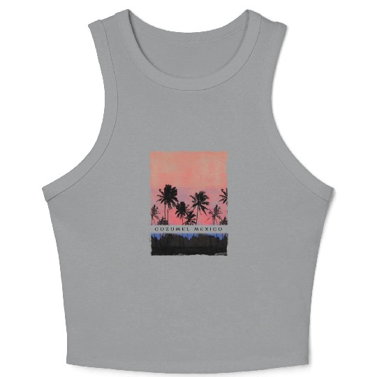Cozumel Mexico Vacation Souvenir Beach Palm Tree Crop Tank Top