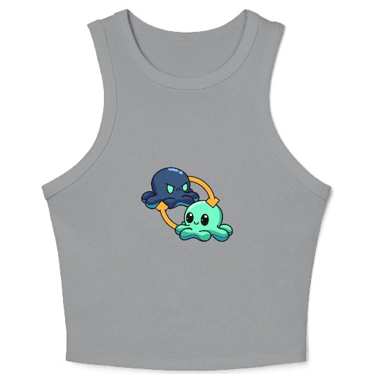 Reversible Octopus Emotional Switch Leisure Crop Tank Top