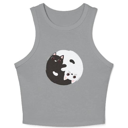 ying yang cat Crop Tank Top