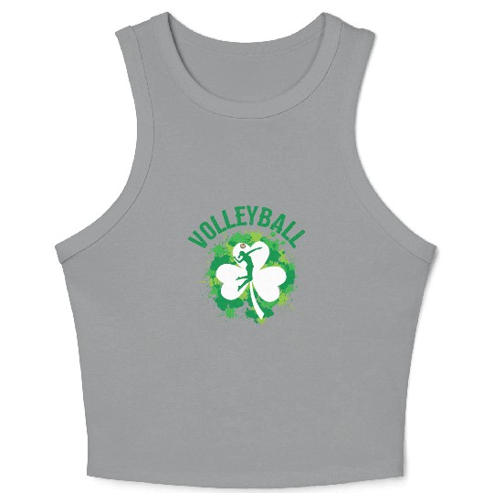 Volleyball Shamrock Irish Sports St Pattys Day Crop Tank Top