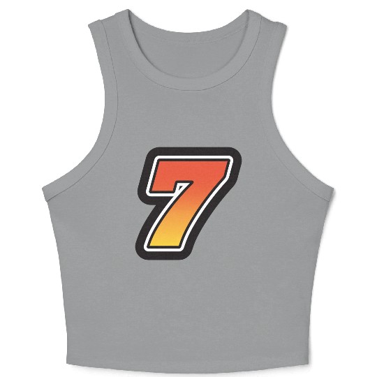 Number Seven 7 Gradient Yellow Orange 3 Stroke Crop Tank Top