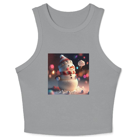 Snowman holding Candy Crop Tank Top