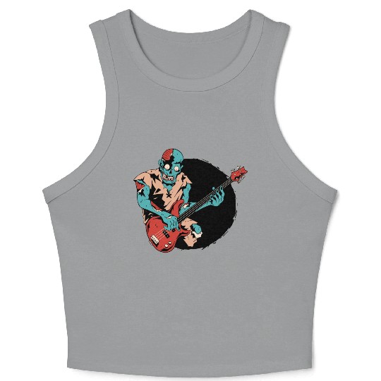 Zombie guitar player bass Zombie guitar player bas Crop Tank Top