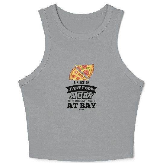 funny saying for Pizza Women Girls Crop Tank Top