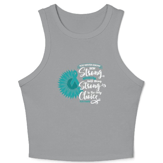 Cervical Cancer Awareness Month Teal Sunflower Crop Tank Top