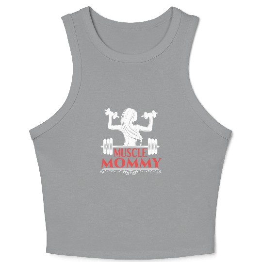 Muscle Mommy fitness saying Crop Tank Top