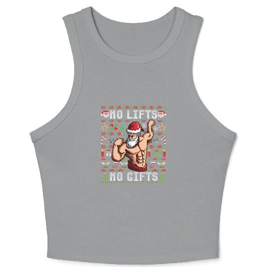 Funny No Lifts No Gifts Ugly Christmas Workout Crop Tank Top