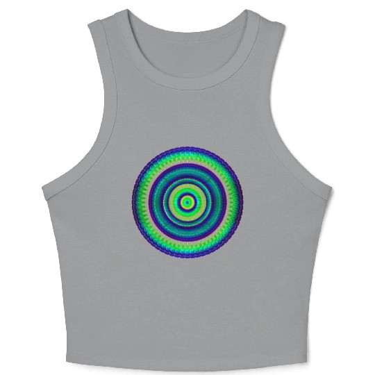 Blue with Green Circles and Symmetric Highlights Crop Tank Top