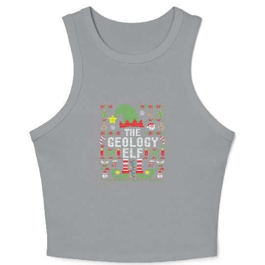 Funny The Geology Elf Ugly Christmas Crop Tank Top