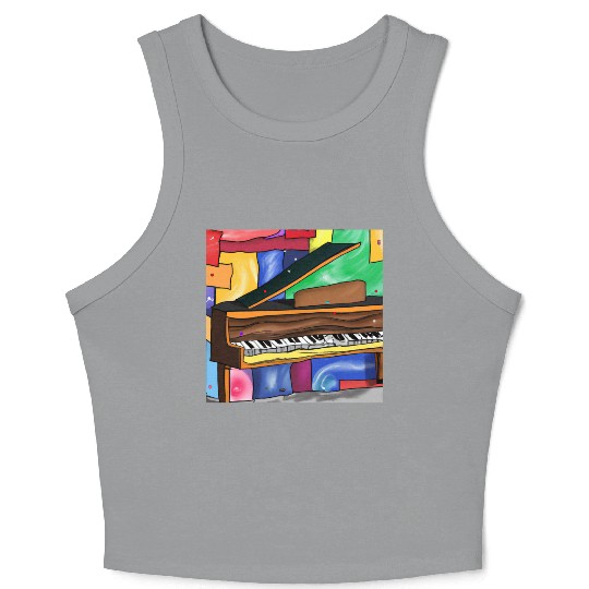 A beautiful piano in front of a colorful art Crop Tank Top