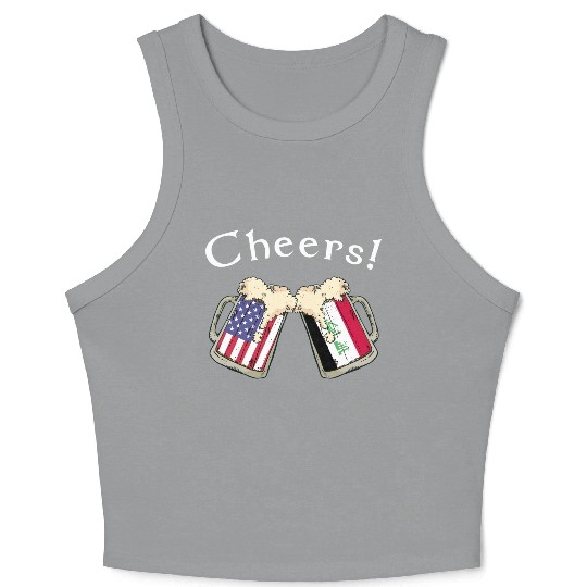 Iraqi American Grown Country Cheers Beer Drink Crop Tank Top